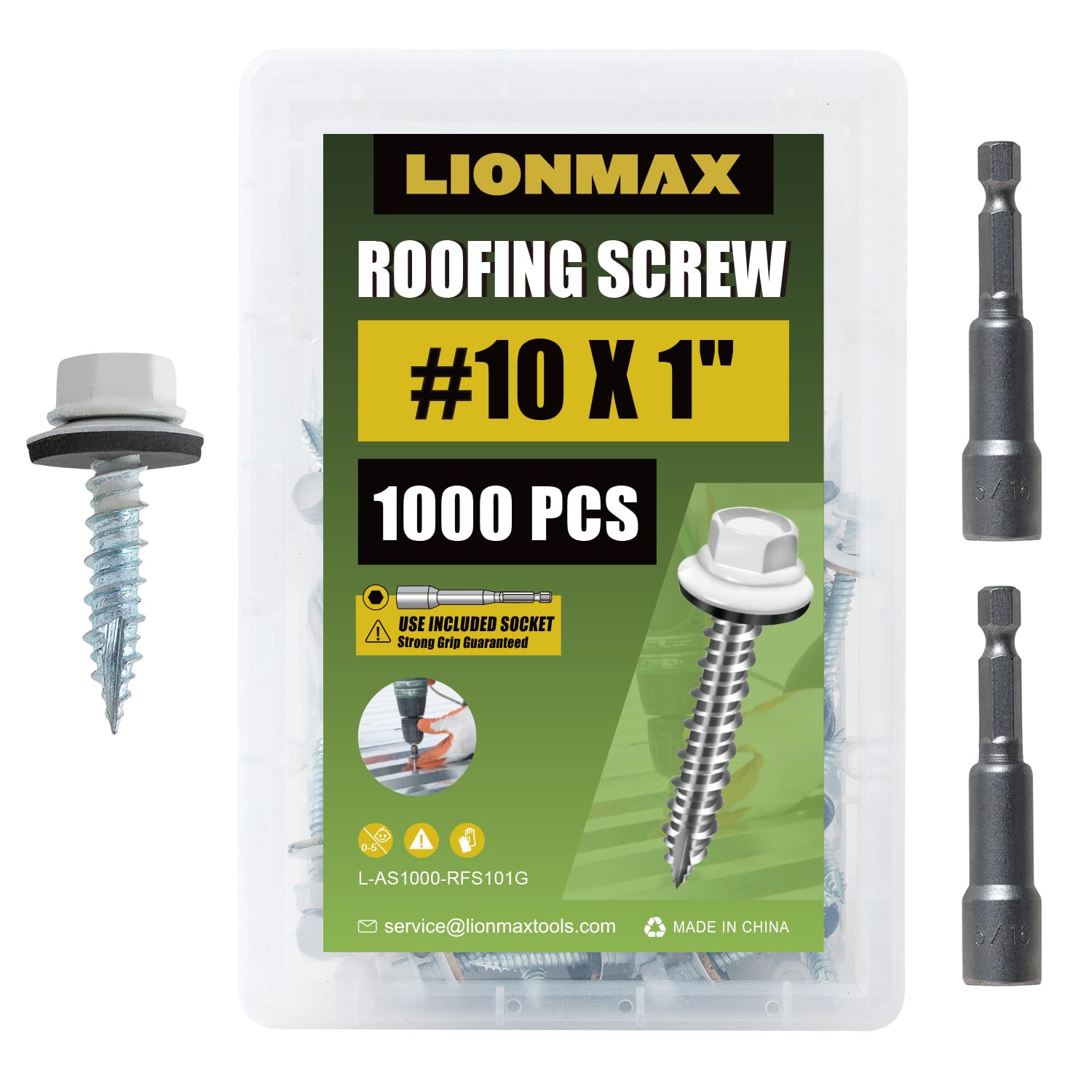 LIONMAX Metal Roofing Screws - 300 PCS -24