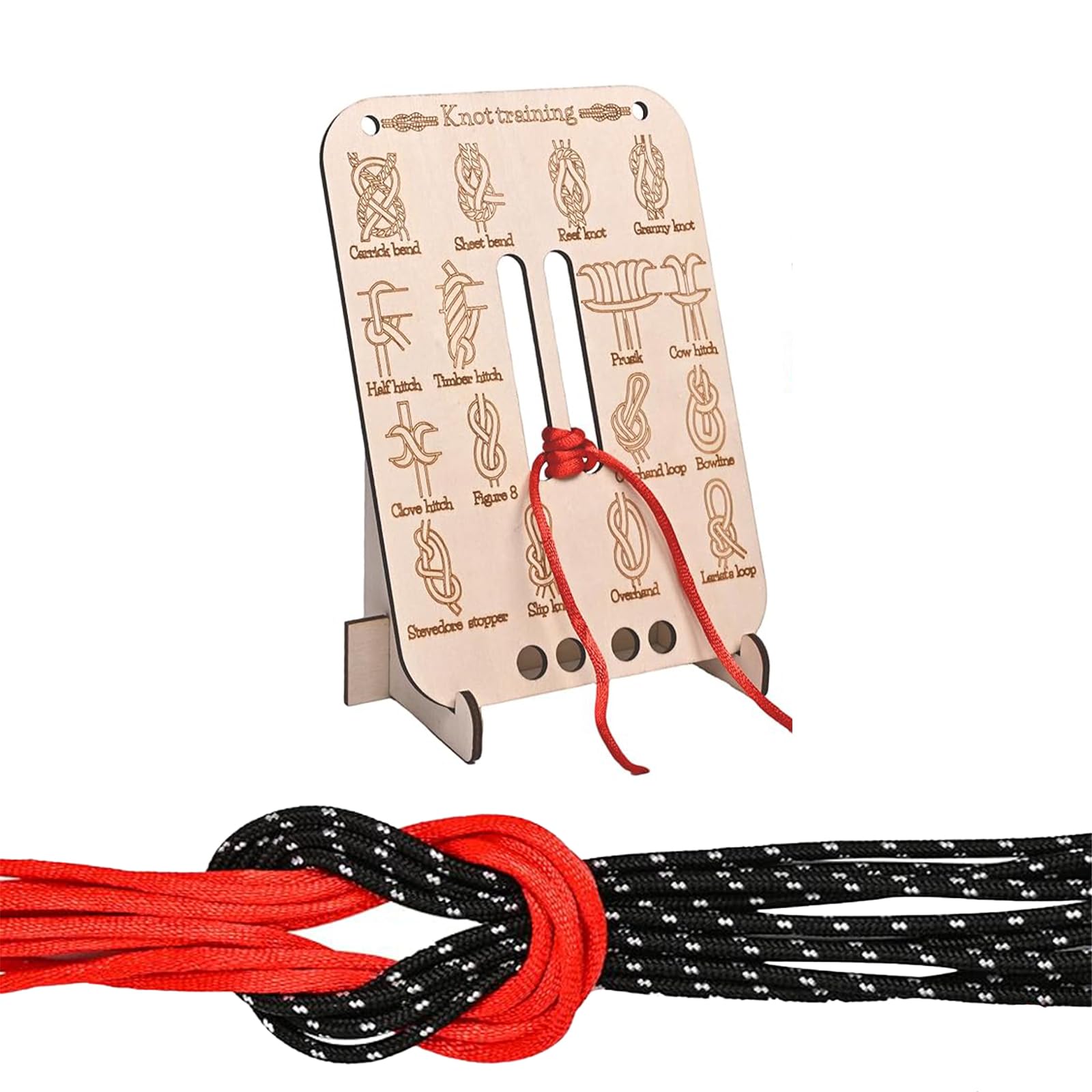 Learn Knot Training Board,Knot Tying Practice Board with 10 Ropes
