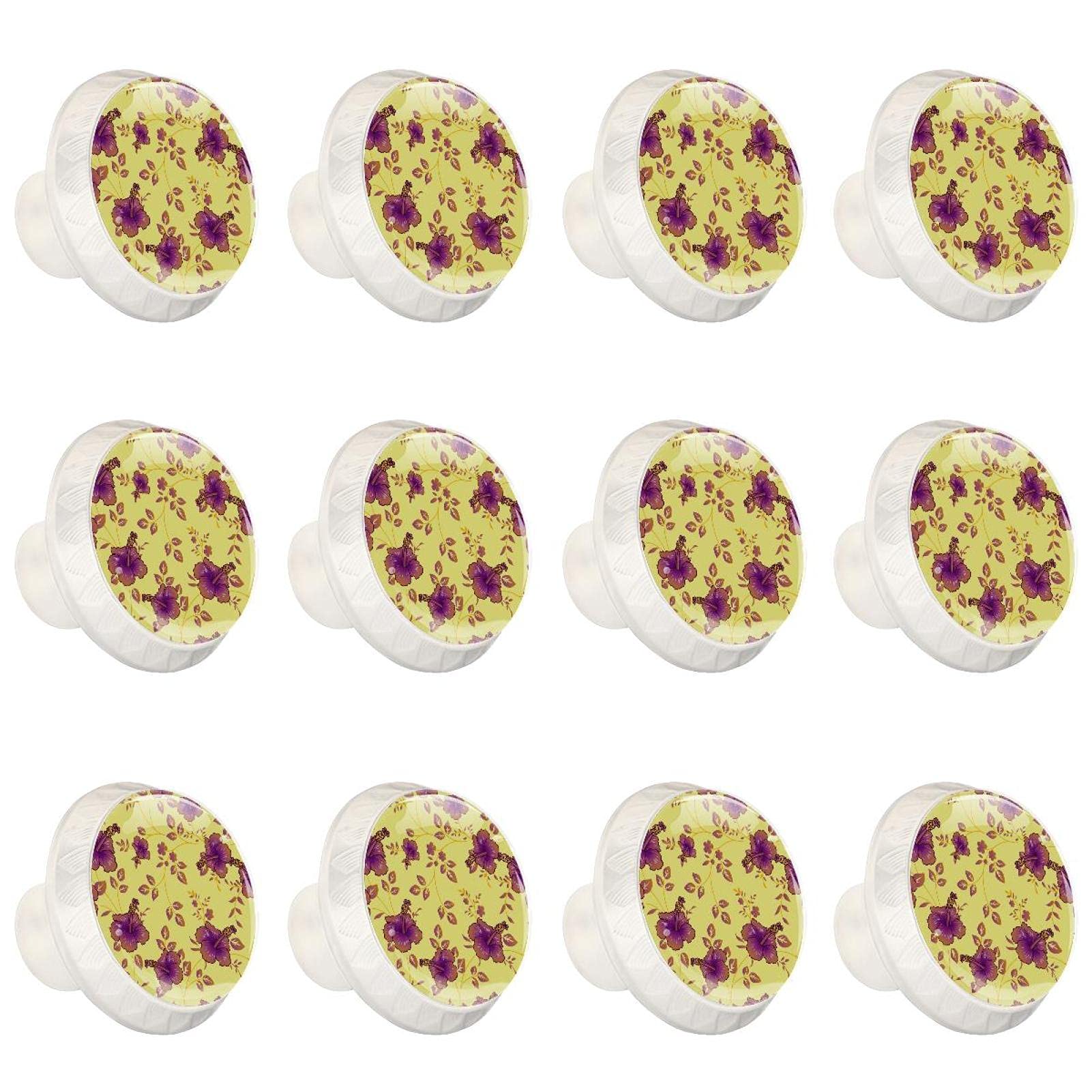 Boutons d'armoires de cuisine jaunes poignée fleur pour placard et tiroir de commode