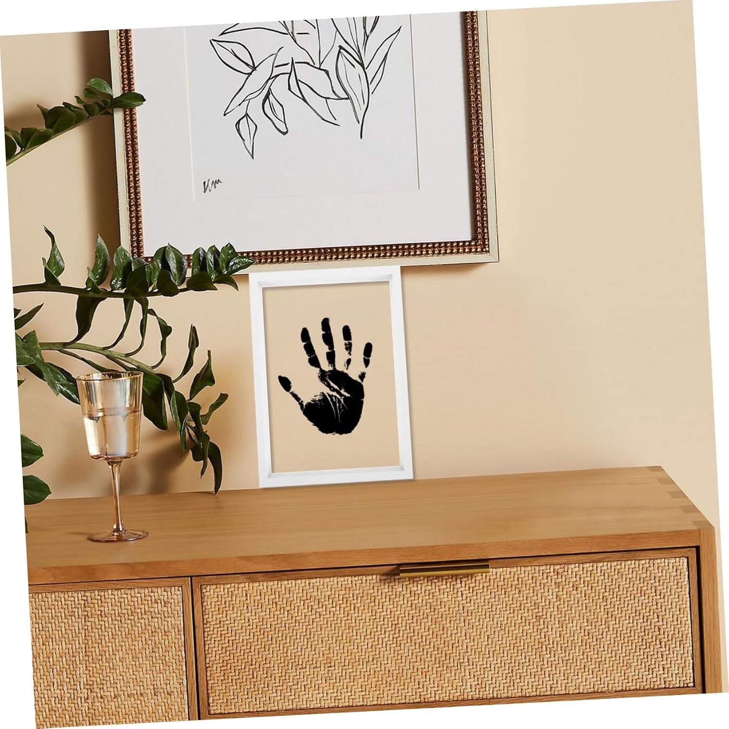 Alipis Family Handprint Keepsake Frame Solid Display for and Fingerprints Freestanding Wall Hanging for Memories and White