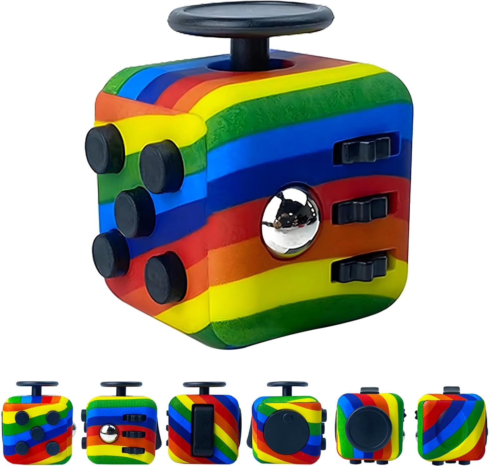 Fidget Toys Cube 6 Sides for Adult Anxiety Stress Relief, Sensory Finger Toy for Office Classroom, Gift for Adults and Kids Aged 14+