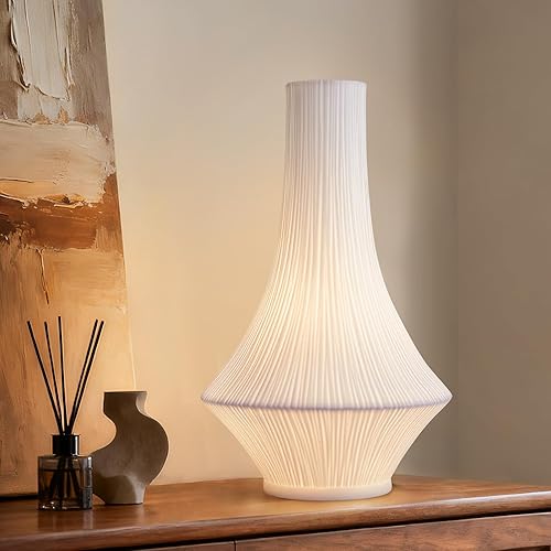 Miniatura 1 de RONDURE Lámpara de mesa moderna de cerámica de 12.3 pulgadas, lámparas de noche modernas para dormitorio, sala de estar y mesita de noche, pantalla