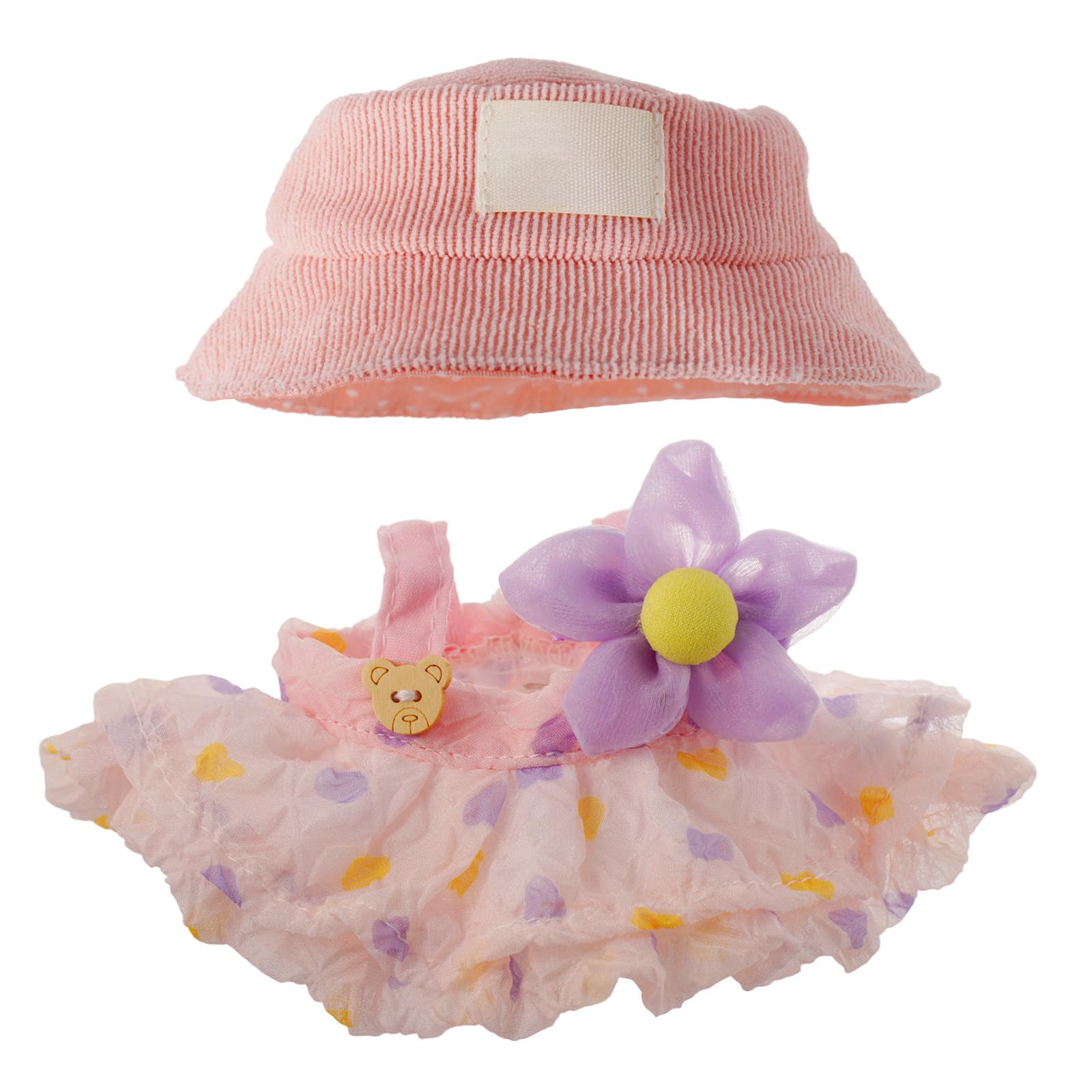 17cm Doll Clothes Set, Skirt Set for 17cm Dolls, 2 piece set Hat skirt Outfit Premium fashion cute Dress for 17cm Dolls Accessories (NO Doll) (Pink)