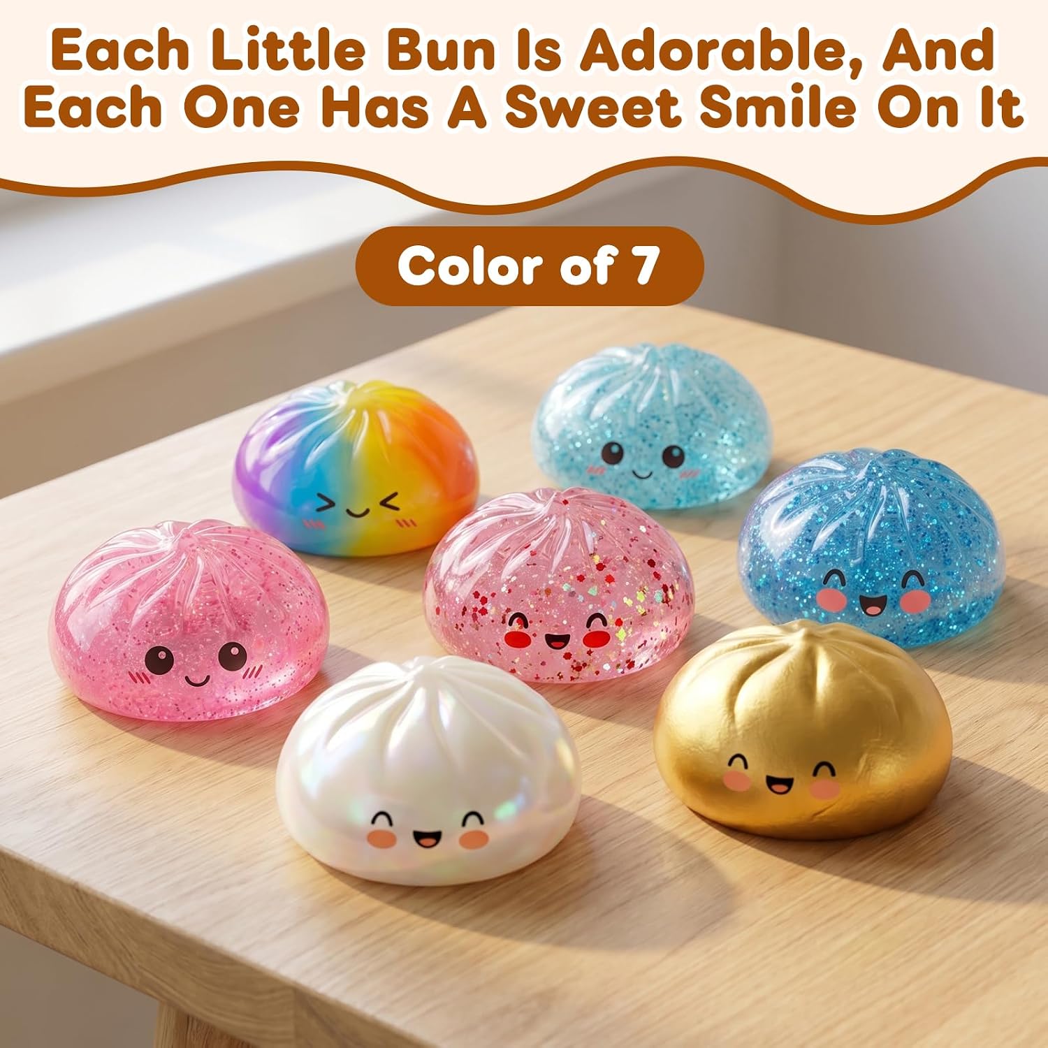 Glitter Dumpling Squishy,Dumpling Squishies,Glitter Dumplings Mystery Box,Colorful Dumplings Stress Balls Fidget,Jumbo Squishy Toy,Suitable for Adult use in Offices and Homes (Glitter Gold) thumbnail