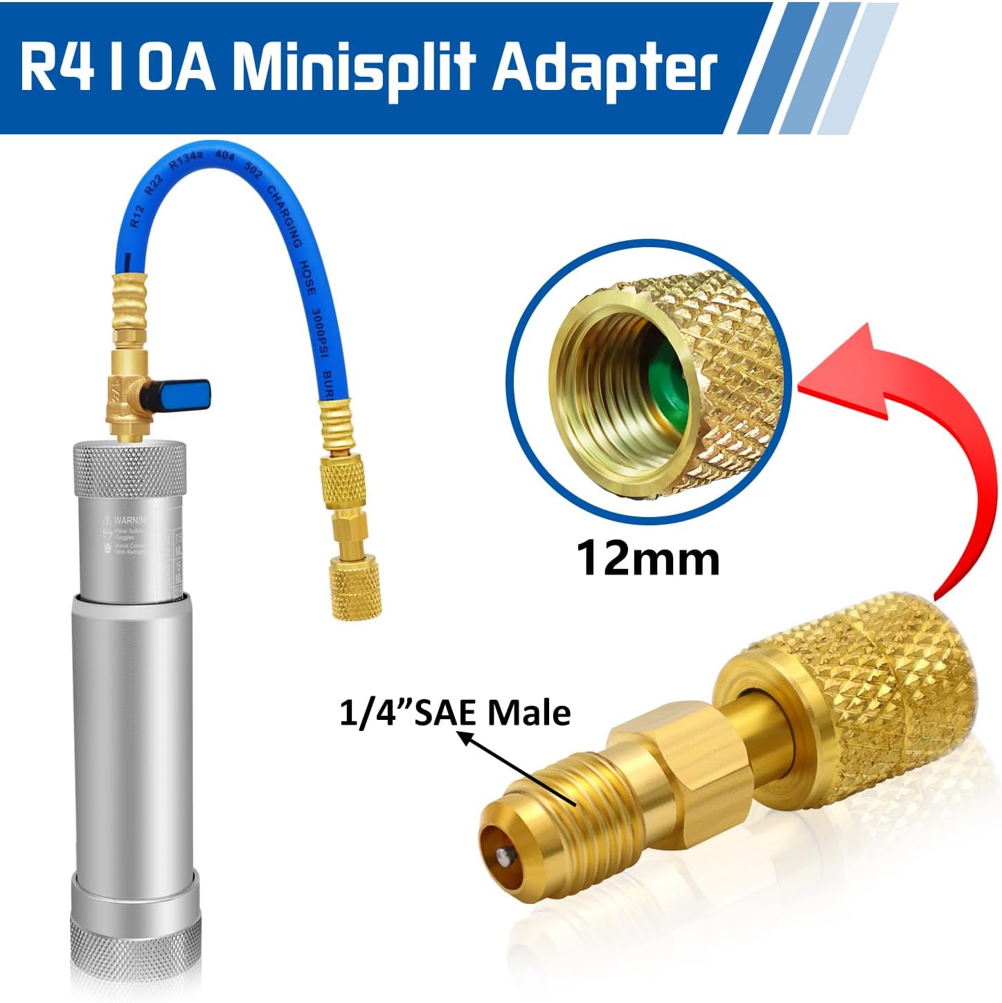 Boltigen AC Oil Dye Injector Kit, A/C Oil and Dye Injector Tools with R134a R1234YF Adjustable Quick Couplers, R410 Mini Split Adapter, Oil Checkers for R134A R1234YF R410A Refrigerant System