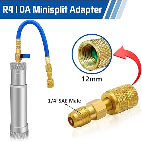 Miniatura 8 de Boltigen Kit de inyector de tinte de aceite de CA, herramientas de inyector de aceite y tinte de AC con acopladores rápidos ajustables R134a