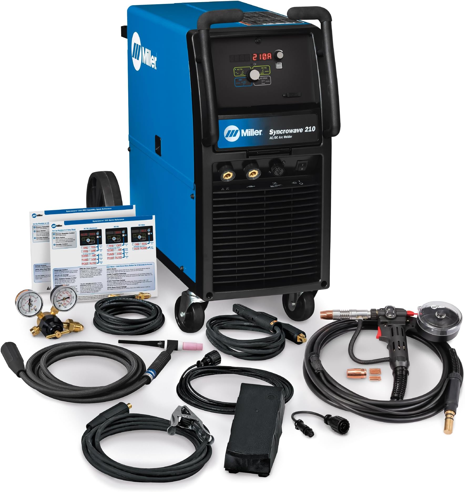 Miller951684 Syncrowave 210 TIG MIG Spoolmate 150 Package - Multiprocess Stick, MIG & AC/DC TIG Welder Machine - Multi Process Welding Machine with TIG Torch, Foot Control & MIG Welder Gun