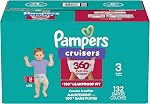 Pampers Diapers - Cruisers 360 degrees - Size 3, up to 100% Leakproof Fit, Designed for Active Babies, Pull On Diaper, EZ Off Tabs Designed for Easy Changes, 1 Pack (Count of 132)