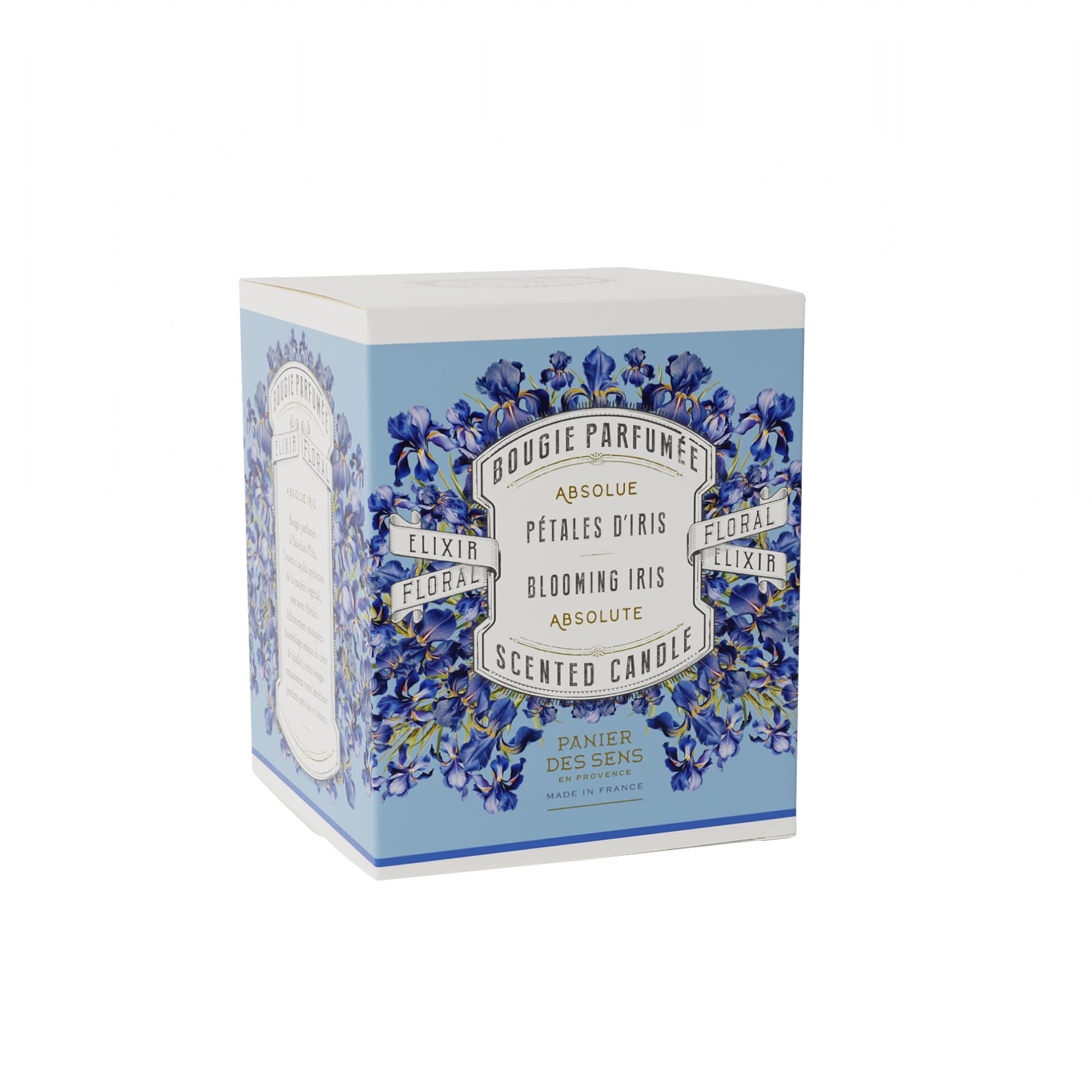 Panier des Sens - Candela Profumata ai Petali di Iris - Candela Decorativa in vetro - Concentrato di Profumo Floreale - Candela Naturale di lunga durata Made in France - Cera Vegetale - 180g