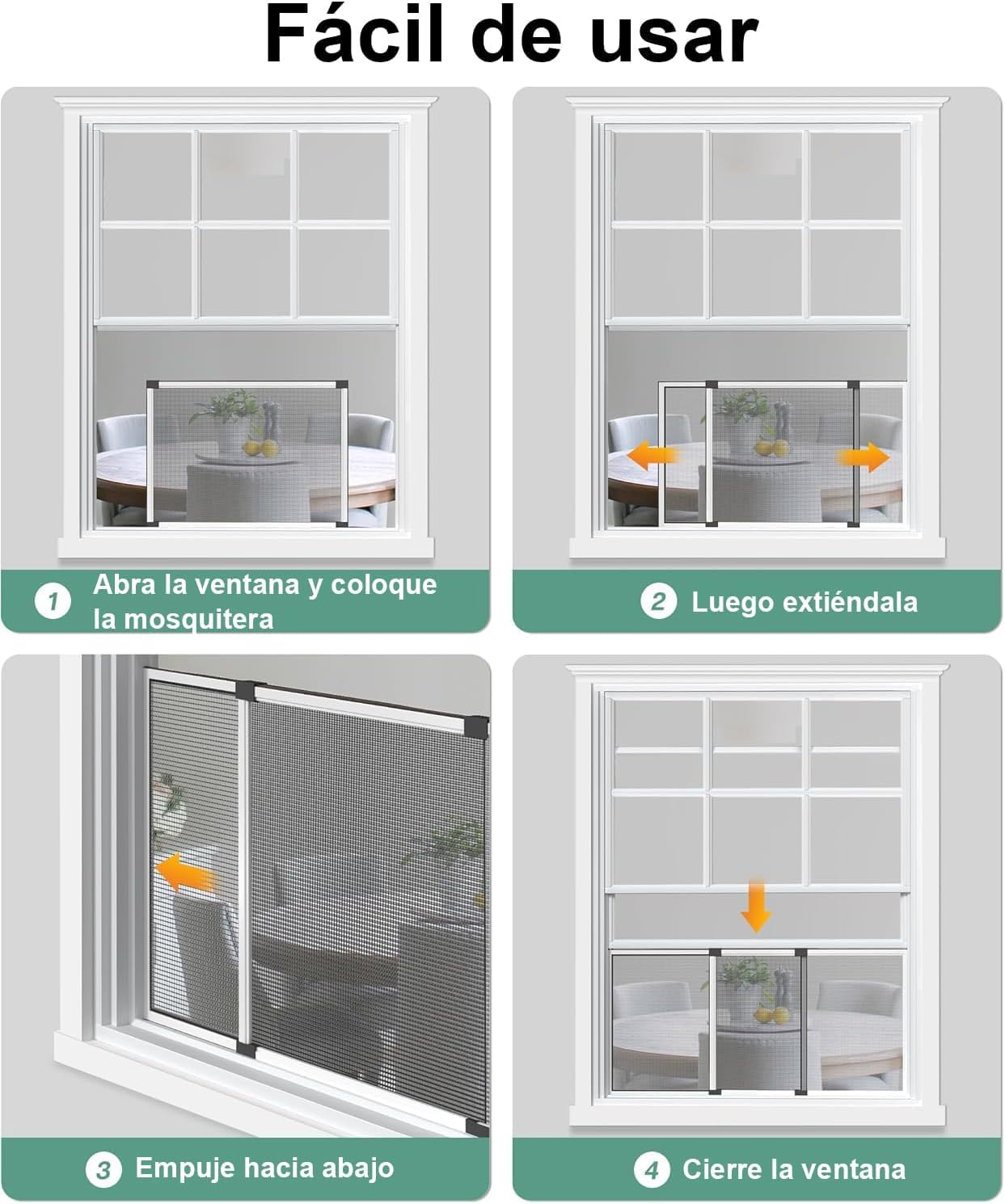 Mosquitera Extensible para Ventanas 40 x 50–92 cm, Marco de Aluminio Ajustable con Malla de Fibra de Vidrio, Protección contra Insectos, Instalación sin Taladro, Ideal para diario y verano