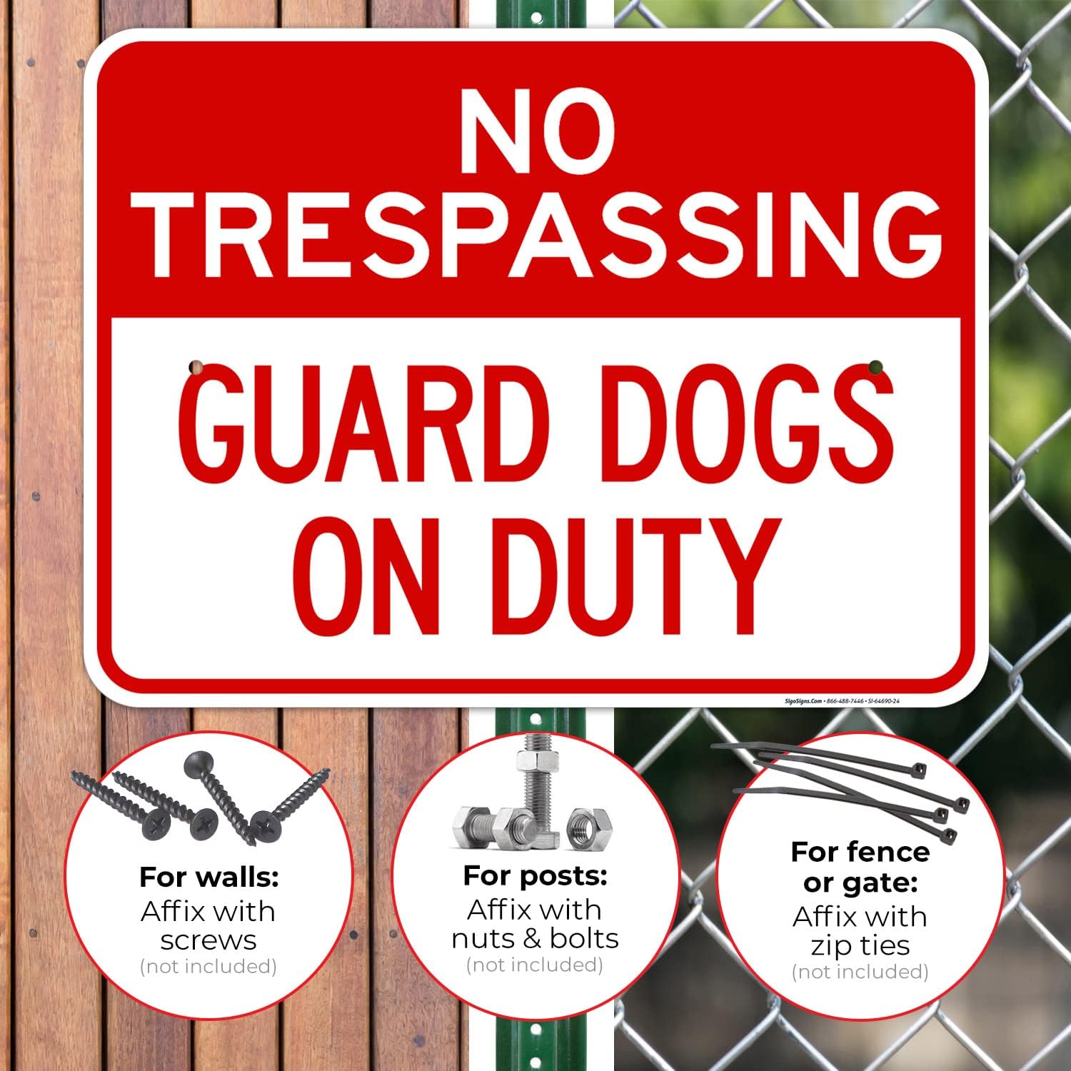 No Trespassing Guard Dogs On Duty Sign, 18x24 Inches, Rust Free .063 Aluminum, Fade Resistant, Made in USA