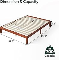 Vista 2 de Zinus Wen Wood Platform Bed Frame/Solid Wood Foundation/Wood Slat Support/No Box Spring Needed/Easy Assembly, Queen Cereza