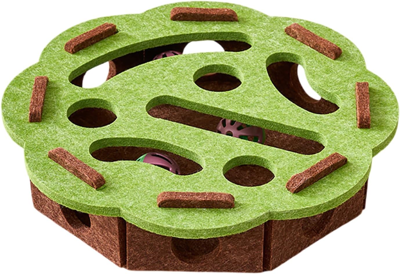 Cat Brain Game Toy, PurrMaze Interactive Cat Puzzle Box, Felt Enrichment Toy with Bell for Indoor Mental Stimulation, Scratching and Hunting Fun, Cats Entertainment Box (Green) image 9 of 9 B0FMRJZ974