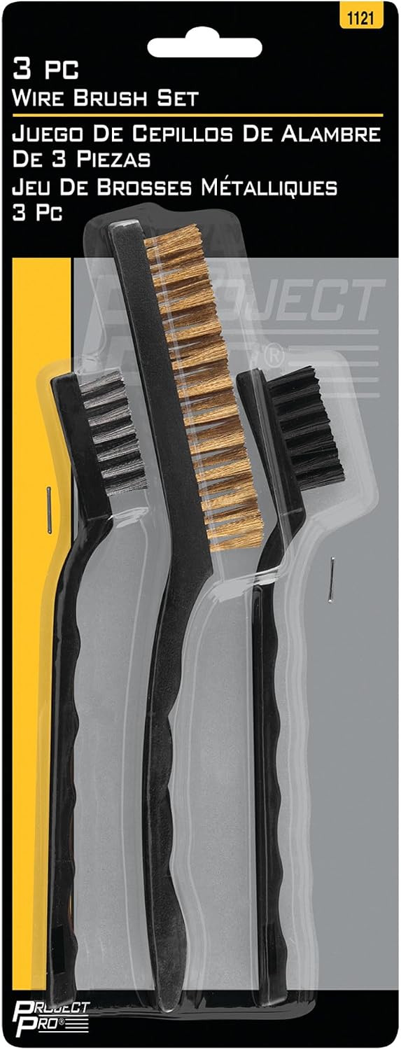 Performance Tool 1121 Plastic, Brass, and Steel Bristle Brush Set with Durable Plastic Handles