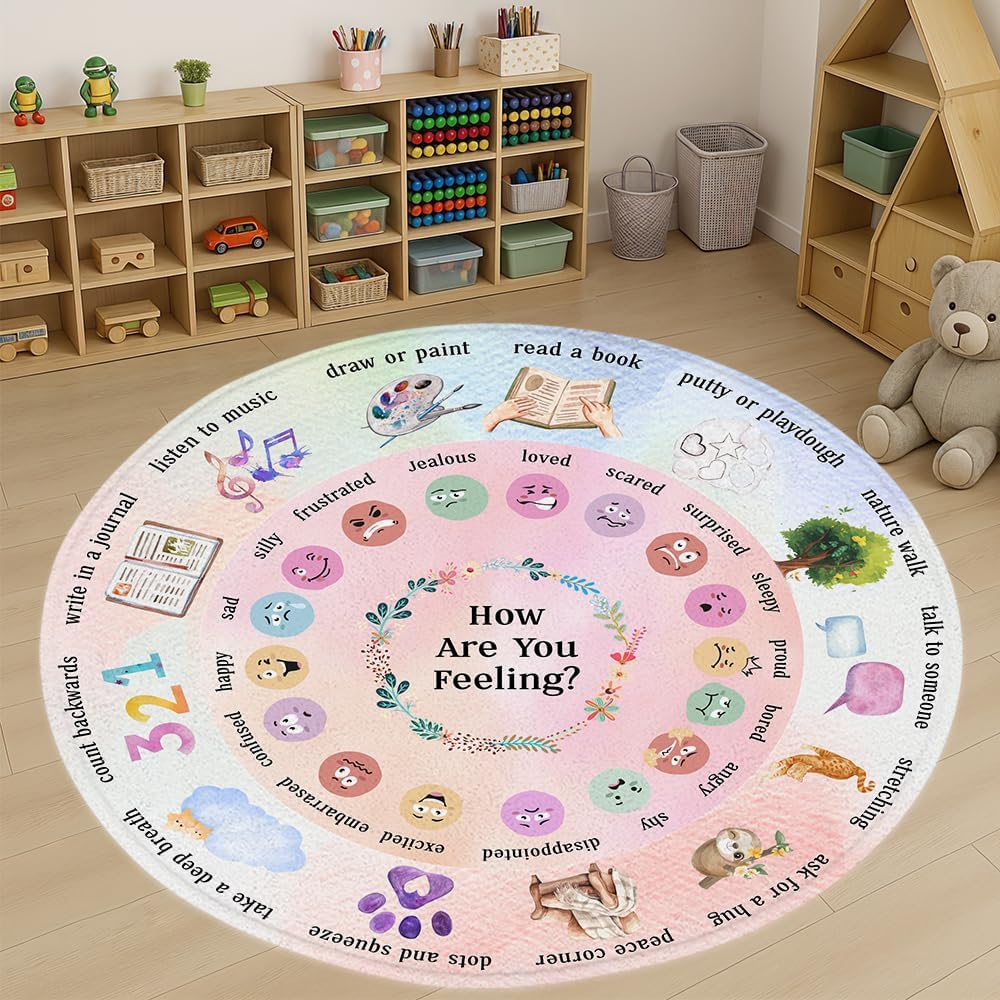 Health Class Rug Amazon.com: Wheel of Feelings and Emotions Round Rug, Mental Health ...