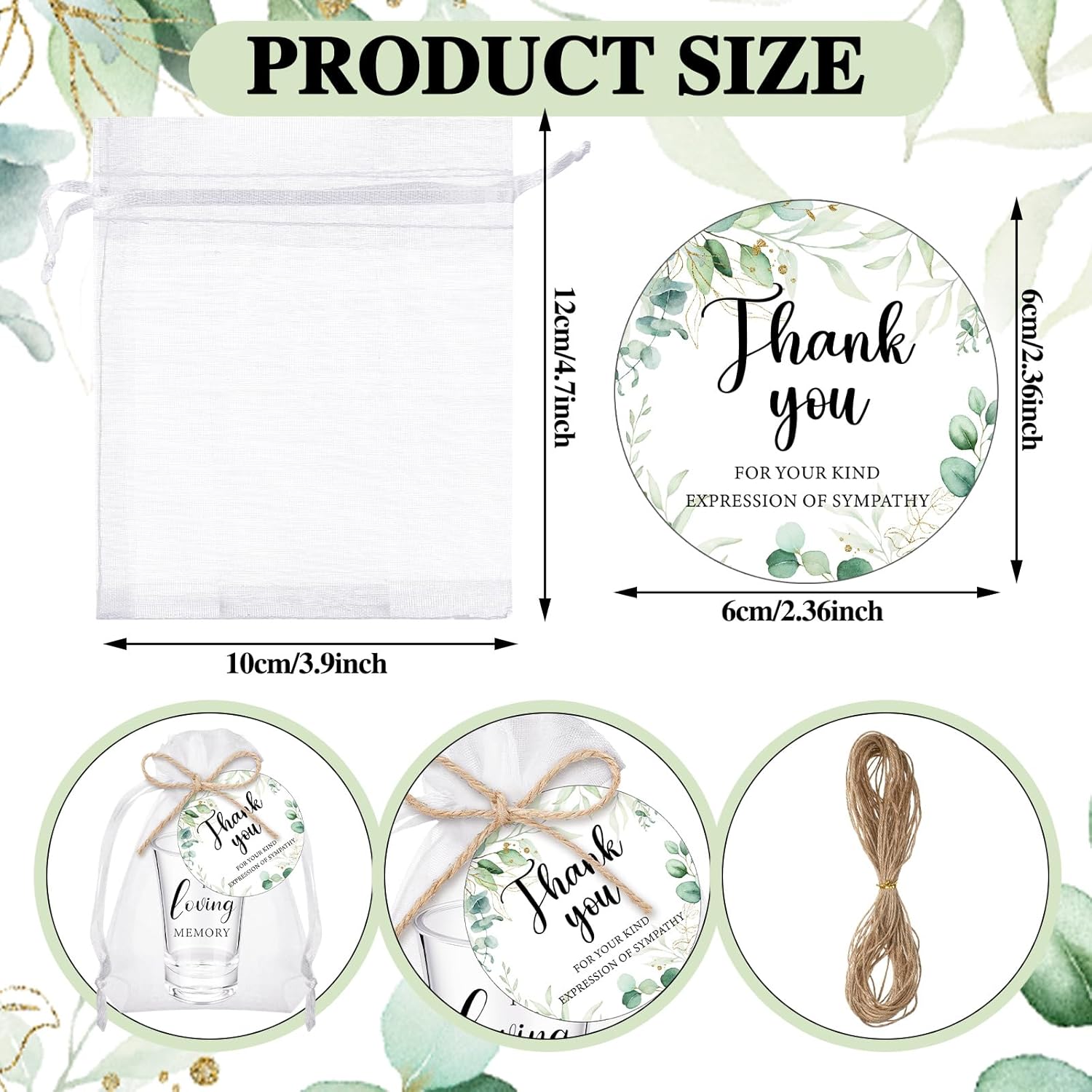 50 Sets Funeral Favors Celebration of Life Favors in Loving Memory Shot Glasses with Sympathy Thank You Tags for Funeral Memorial Guest Return Supplies