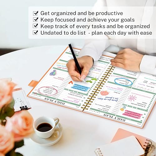 Miniatura 3 de ALLTREE - Agenda diaria sin fecha, planificador diario sin fecha, planificador diario de lista de tareas pendientes con seguimiento de comidas,