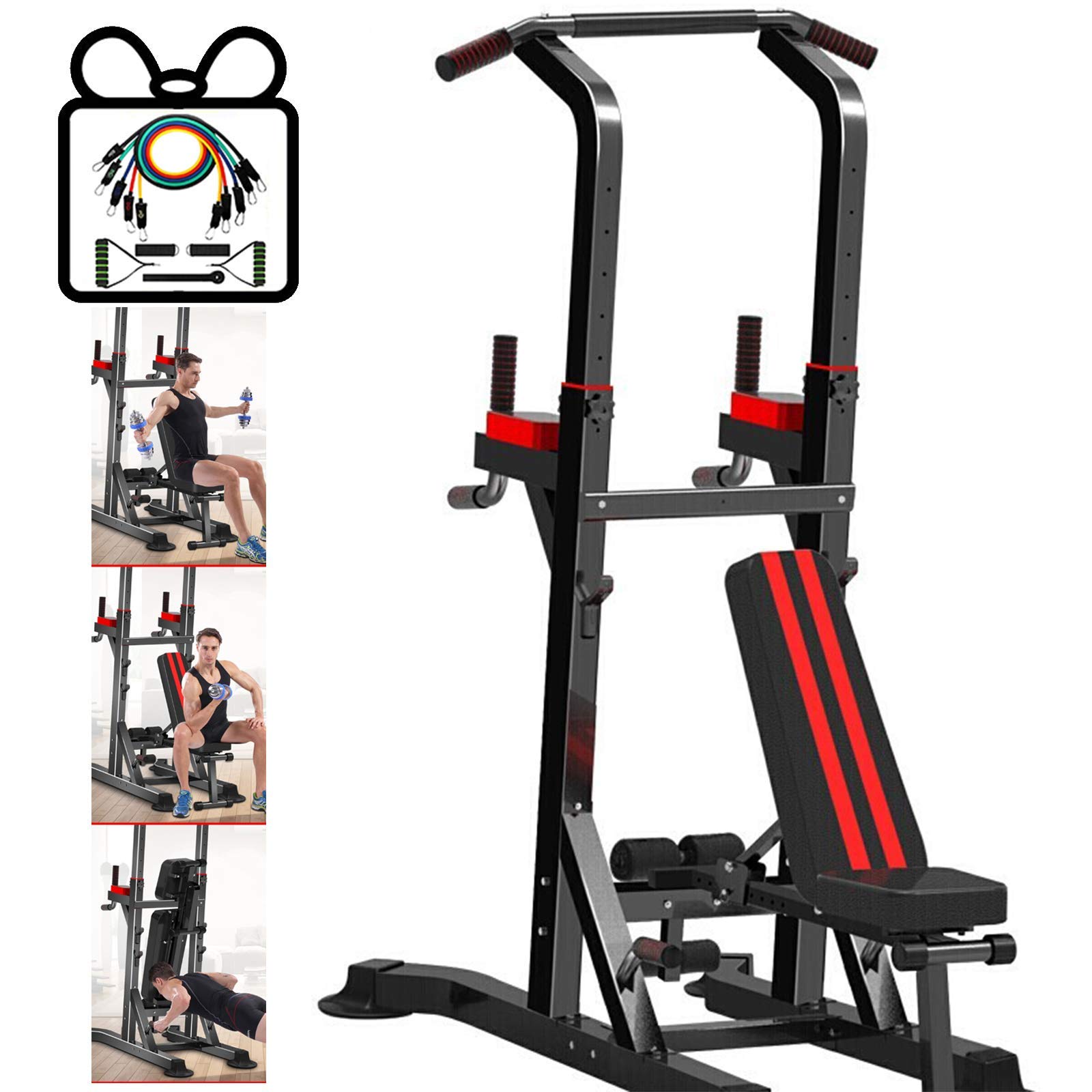 MaGiLL Power Tower Exercise Equipment Adjustable Multi-Function Pull up Bar Station Dip Station Pull up Bar for Home