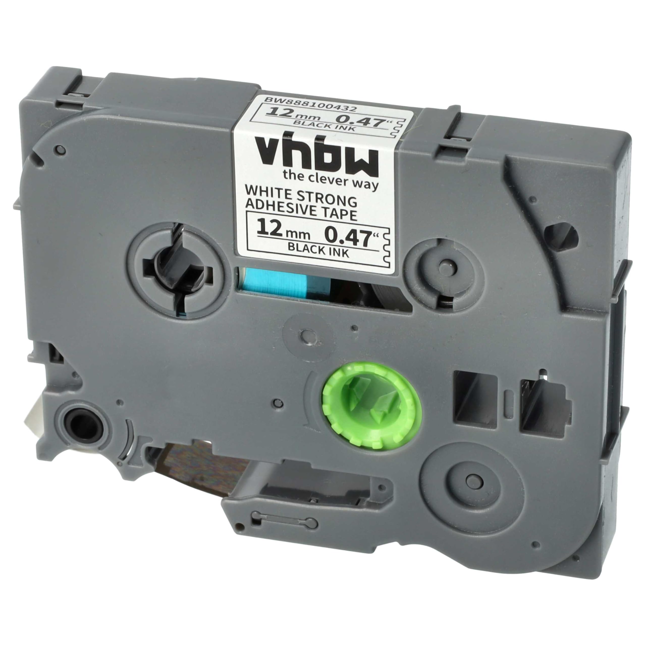 vhbw 5 x kaseta z taśmą do etykiet kompatybilna z Brother PT E550W, E550WVP, E800W drukarka etykiet 8 m x 12 mm, czarna na białym, ekstra mocna, laminowana