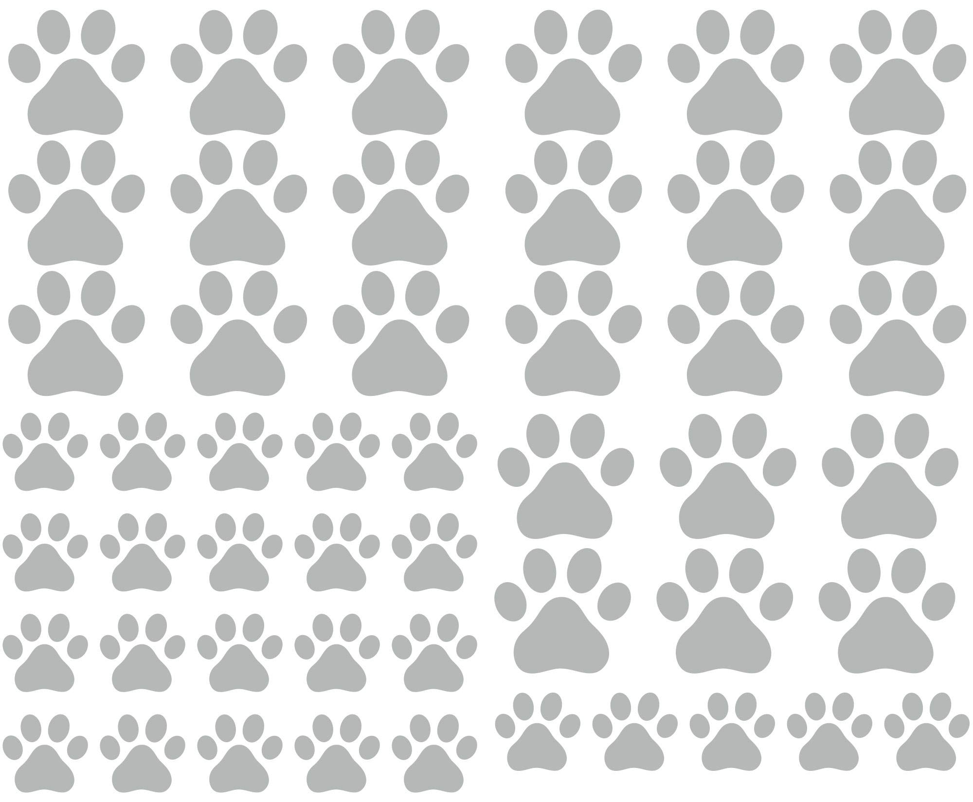 49 Pieces/Set Dog Paws Wall Decals Vinyl Pawprints Sticker Animal Footprint Wall Art Decoration for Kids Boy Girl Baby Nursery Bedroom Living Room Animal Tracks Decor YMX21 (Grey)