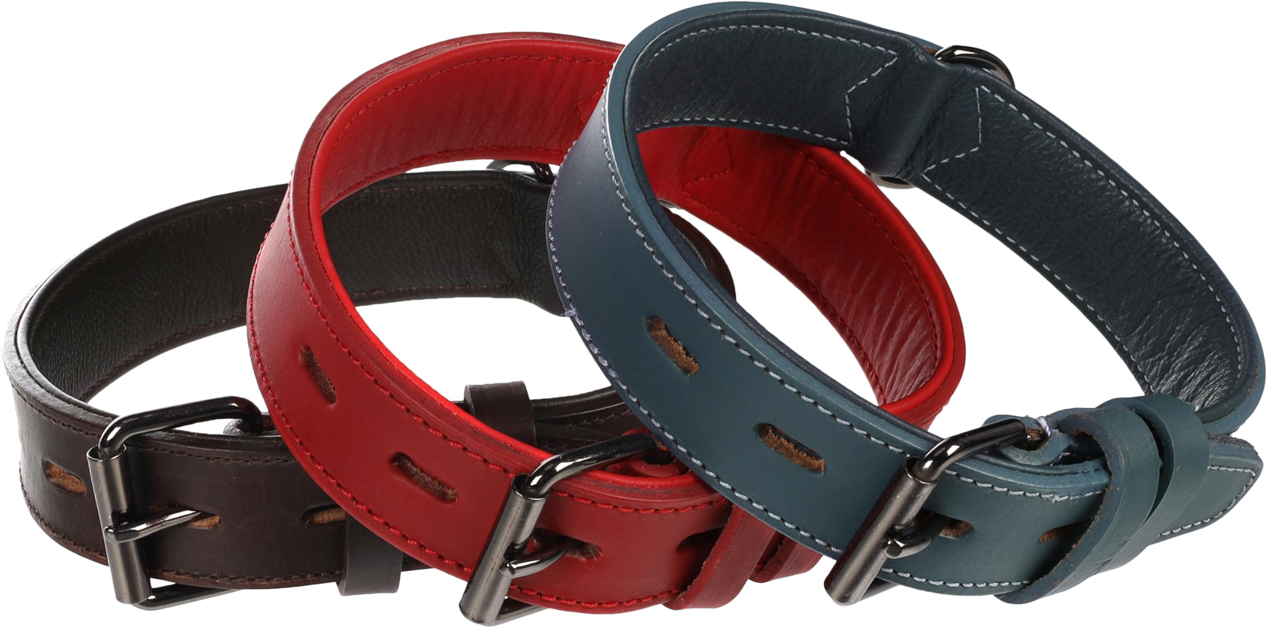 Flamingo Dog Collar Padded Wide Denver Red M 38-47cm 35mm