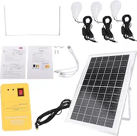 Domary Kit Gerador de Painel de Energia Solar Eficiente para Casa/exterior Com Lanterna LED para Camping, RV, 3 Lâmpadas LED