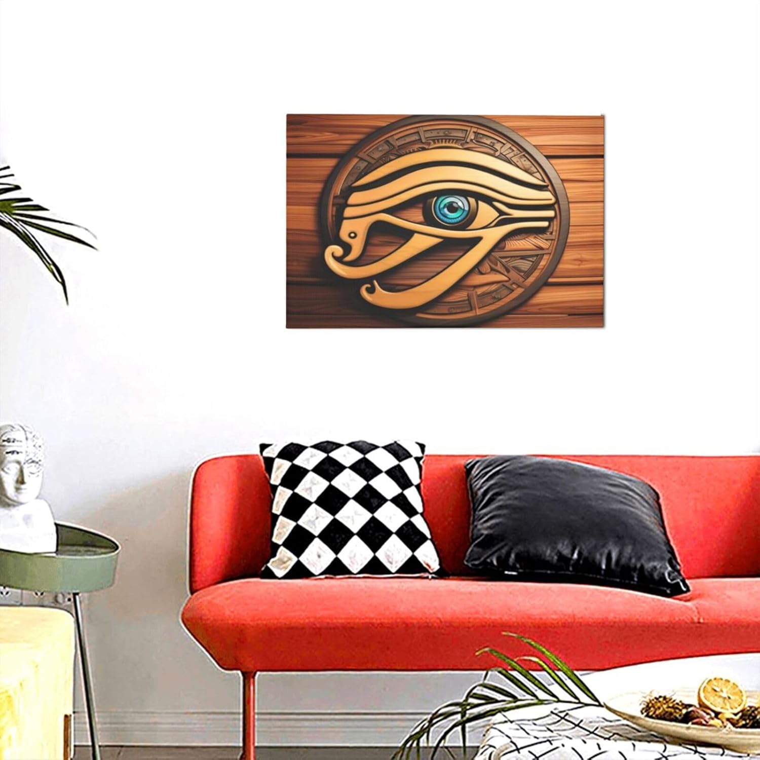Canvas Wall Decor Art Painting Print, Egyptian Horus Eye Home Decoration Artwork Framed Picture Ready To Hang 12x18 Inches