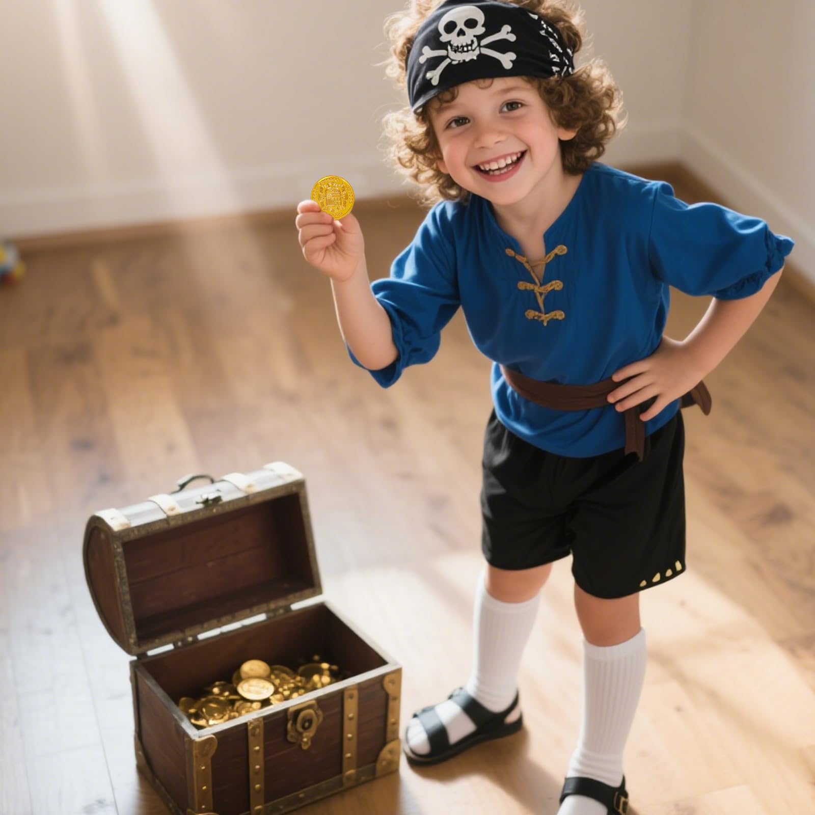 100 Stück Goldmünzen, Piratenmünzen, Piratenschatzmünzen Kinder, Spielmünzen für Kindergeburtstag, Gastgeschenke, Piraten, Abenteuer, Schatzsuche, Veranstaltungen