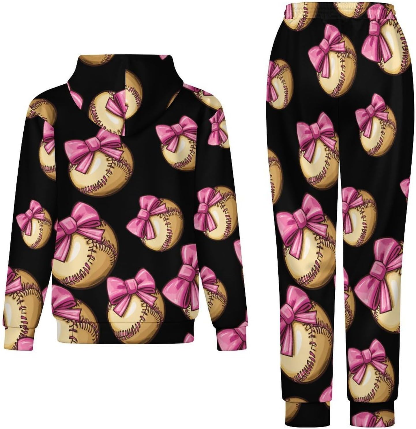 Bow Softball Mom Adult 2 Piece Tracksuits Hoodie Sweatshirt And Joggers Sweatpants Sweat Suit Outfits