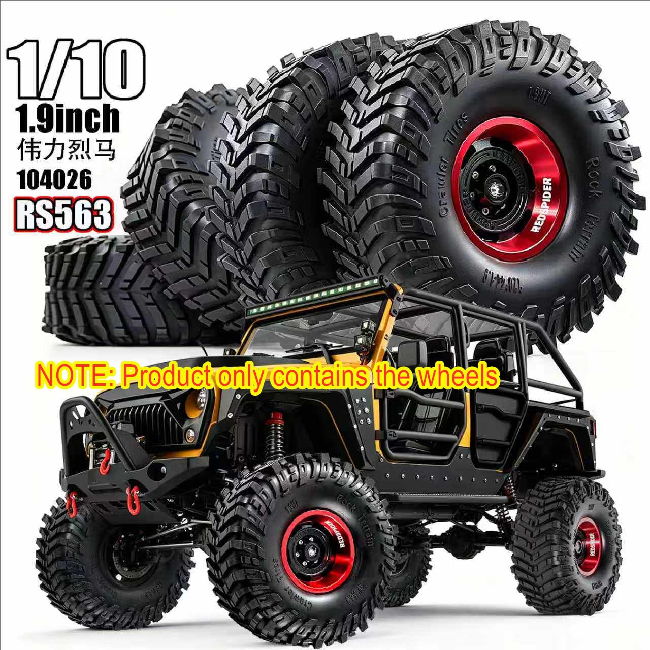 4 szt. 1,9 cala felgi ze stopu aluminium opony koła 120 x 44 mm adapter sześciokątny 12 mm RC części zamienne do 1/10 SCX10 III CJ7 Jeep WLtoys 104026 Bronco Crawler RC Car