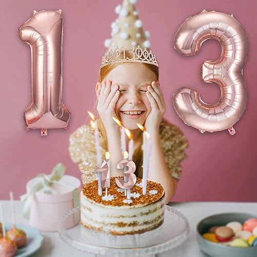 Miniatura 5 de 8 decoraciones de cumpleaños de 13 años para niñas, incluyendo adornos para tartas de cumpleaños número 13, banda de reina de cumpleaños con alfiler
