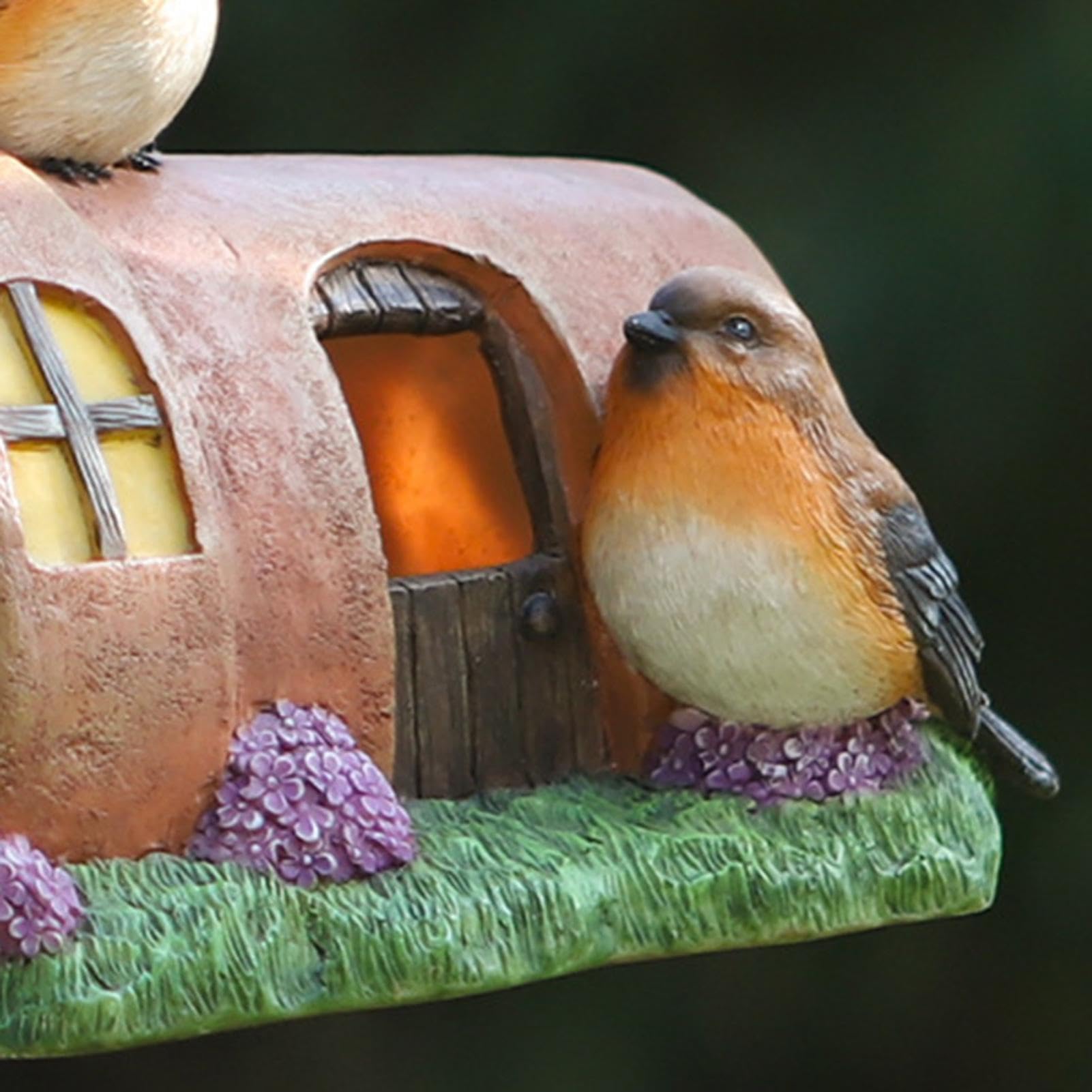Niebieskie domki na zewnątrz - żywiczny karmnik ptaków Bluebird budka lęgowa dla dzieci, rodziny i przyjaciół