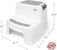 Vista 5 de iLove Taburete de 2 escalones para niños y niños pequeños, taburete de baño e inodoro para entrenamiento para ir al baño, agarres suaves Gris