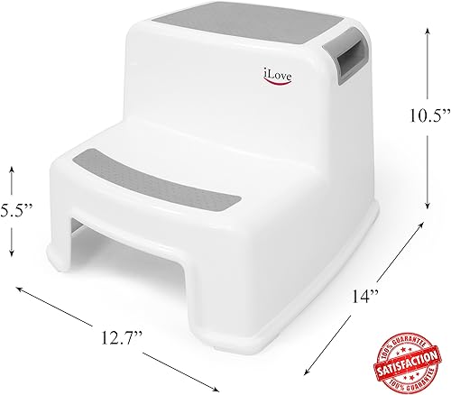 Miniatura 5 de iLove Taburete de 2 escalones para niños y niños taburete de baño e inodoro para entrenamiento de ir al baño agarre suave antideslizante taburete