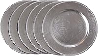 Vista 5 de Platos de carga plateados con cuentas de plástico – 12 unidades de 13 pulgadas redondas de boda Decroation Platos metálicos (Plata, 12)