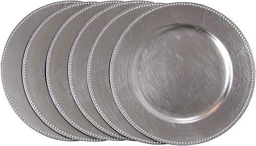 Miniatura 10 de WELMATCH Platos de carga con cuentas de plástico negro  12 unidades de 13 pulgadas redondas de boda Decroation Platos metálicos para banquete de