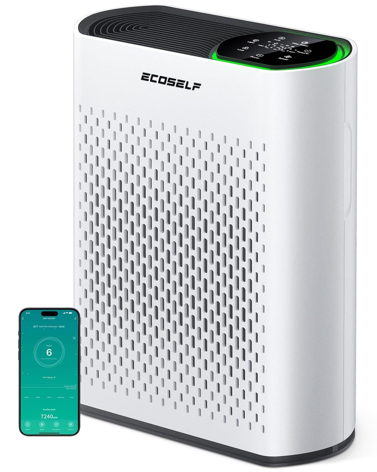 Powerful Air Purifiers for Home Air Purifier Up to 2400 Ft² with Smart WiFi Air Quality Monitor Sleep Mode, Air Purifier for Bedroom Large Room Office Living Room HAP602WF