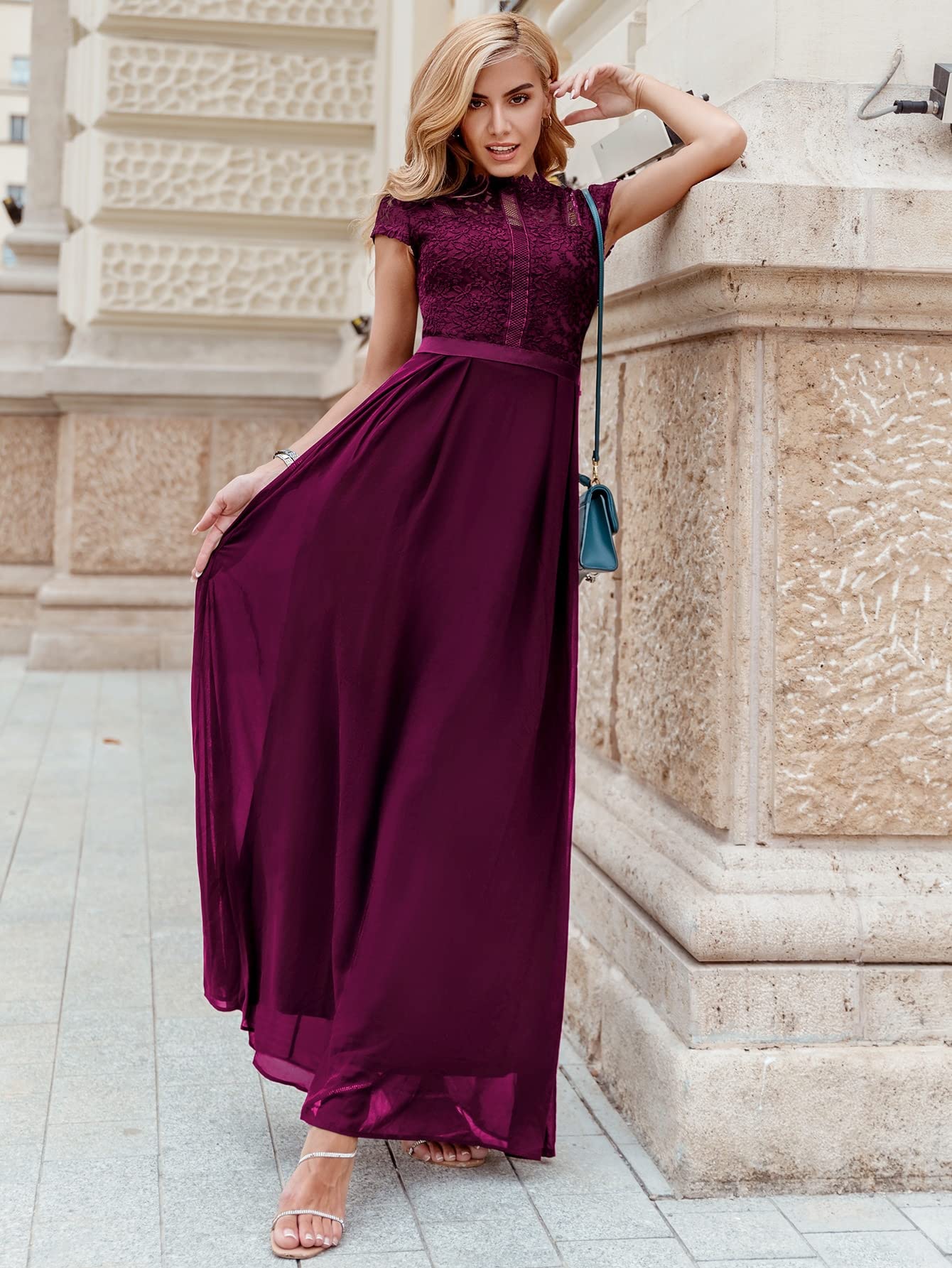 Amazon.com: Neeno Women's Dresses Contrast Lace -line Dress Dress for Women  (Color : Purple, Size : Small) : Clothing, Shoes & Jewelry