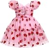 OBEEII Toddler Girls StrawberryStar Princess Tulle Dress Birthday Baptism Gown Flower Girl Dress Wedding Pageant Dress