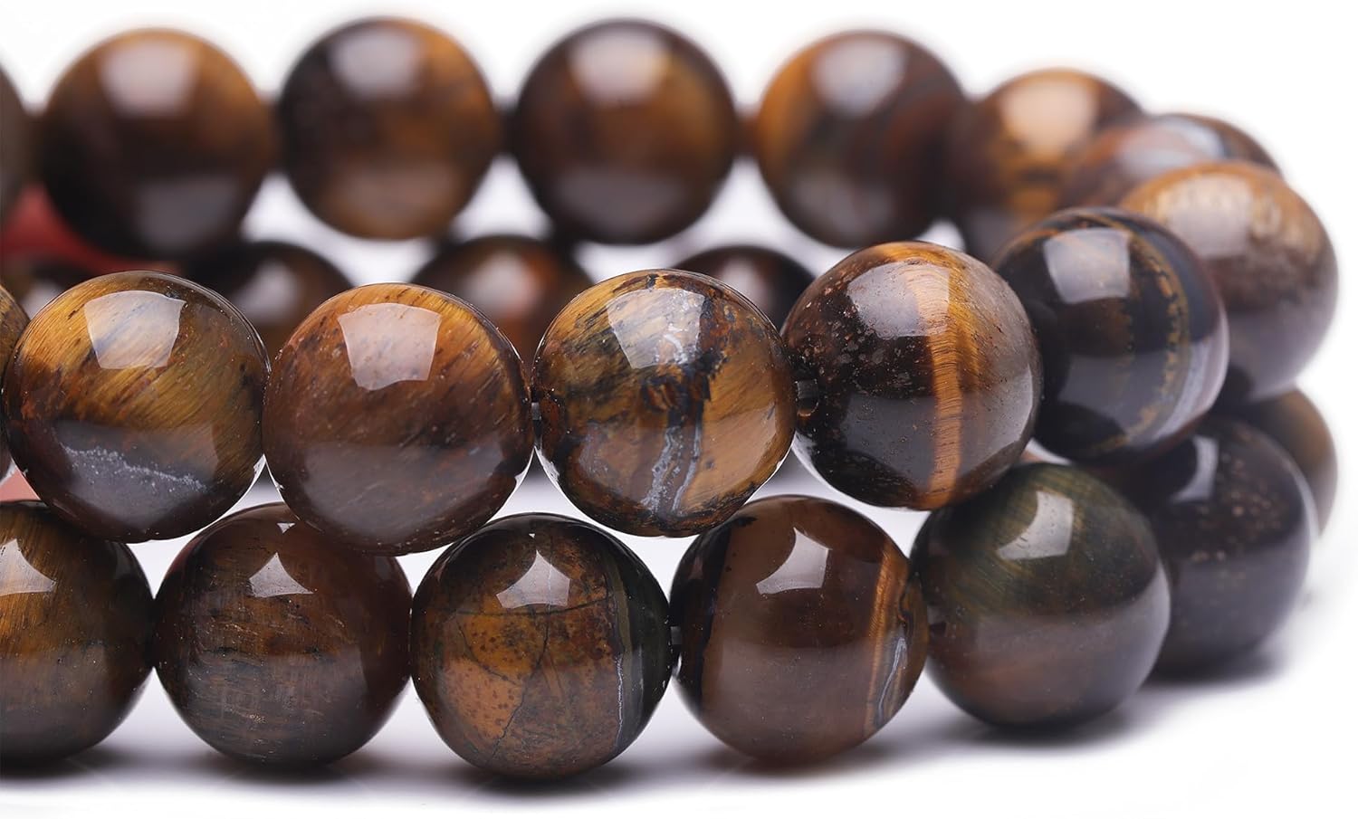 8mm Natural Stone Beads for Jewelry Making,Tiger Eye Polished Smooth Round Gemstone Beads for Bracelet Necklace 15 Inch - Image 3