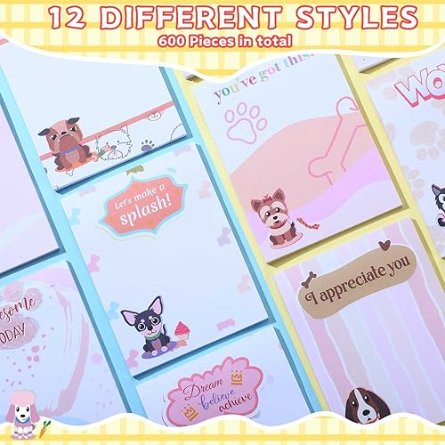 Miniatura 2 de Paquete de 12 blocs de notas inspiradoras para perros de 4 x 3 pulgadas, divertidos escritorios autoadhesivos para perros, para estudiantes,