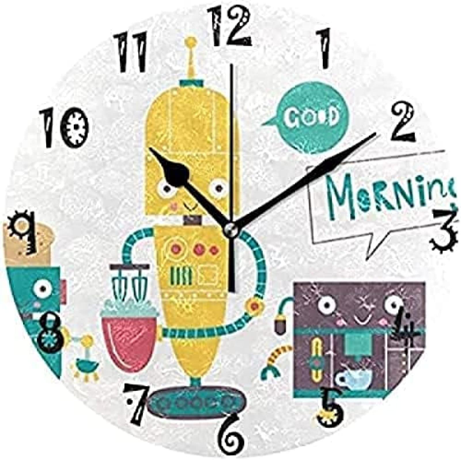 Horloge murale à quartz au design raffiné de robot d'art pour intérieur chic
