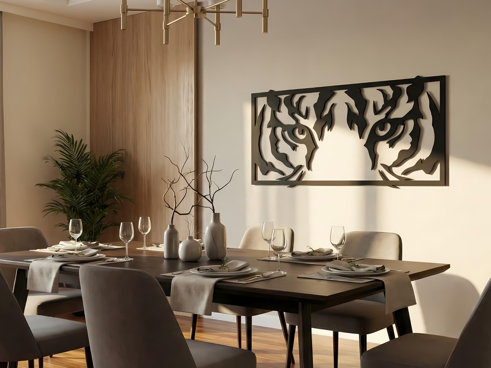 VAILLA Animales Cuadros decoracion salon modernos grande, Decoración de pared de madera 3D, Decorativos para Pared del hogar, Cuadro Habitacion, Quadros decoração sala, dormitorio (Ojos de tigre)