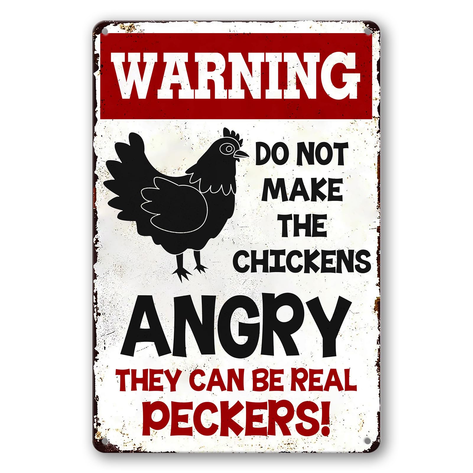SMAZDFXX Chicken Coop Signs Warning DoMake The Chickens Angry Tin Sign Funny Outdoor Metal Chicken Signs Chicken Farm Sign Wall Decor 12"x16"