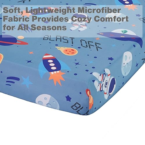 Miniatura 5 de EVERYDAY KIDS Juego de sábana bajera y funda de almohada para niños - Aventuras en el espacio - Juego de sábanas para niños de microfibra suave y