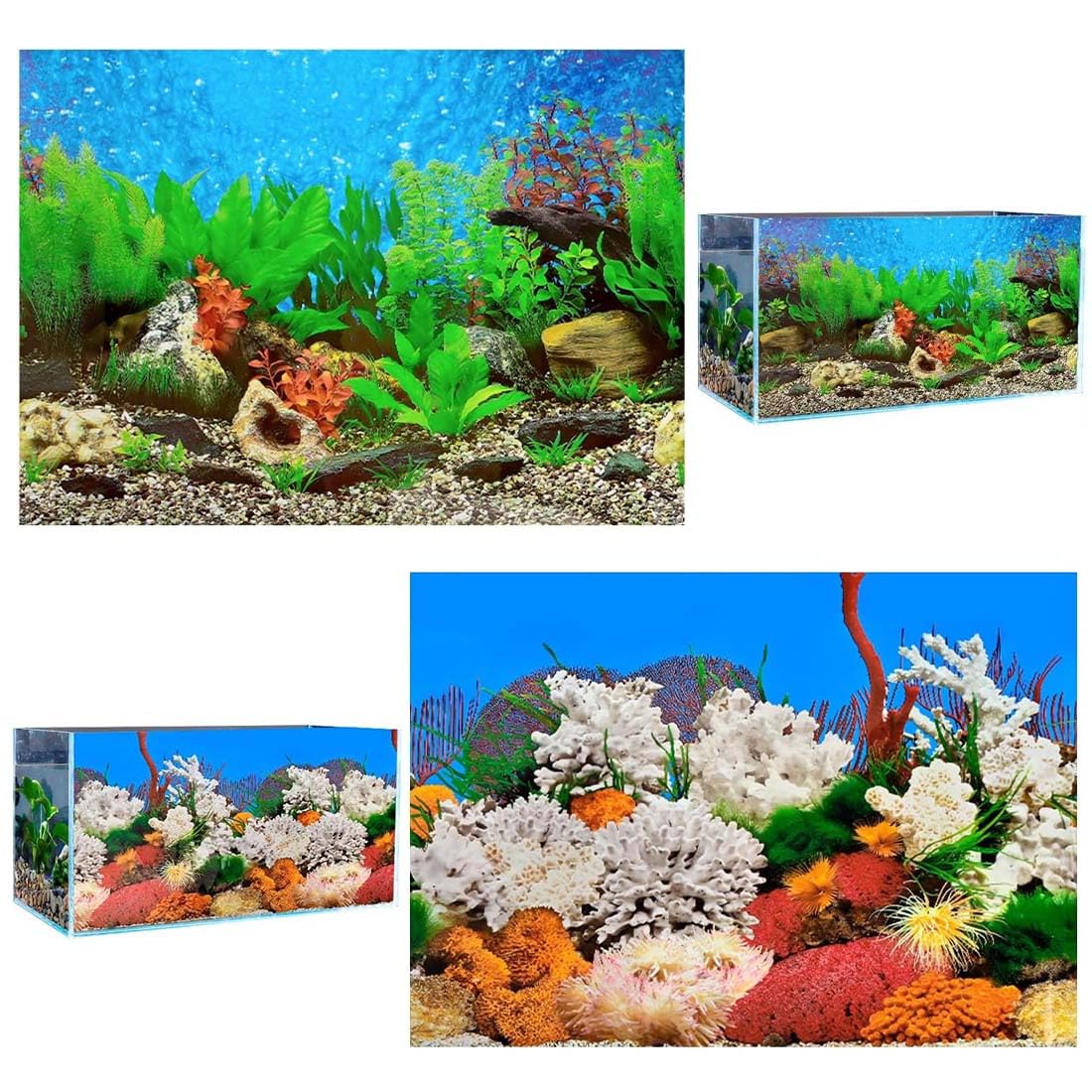HIYAHB Aquarium Background Sticker 62 x 30 cm, Fish Tank Background Decal, 3D Underwater Tank Backdrop, PVC Aquarium Poster, Waterproof Fish Tank Decoration Film, Fish Tank Backing Sheet