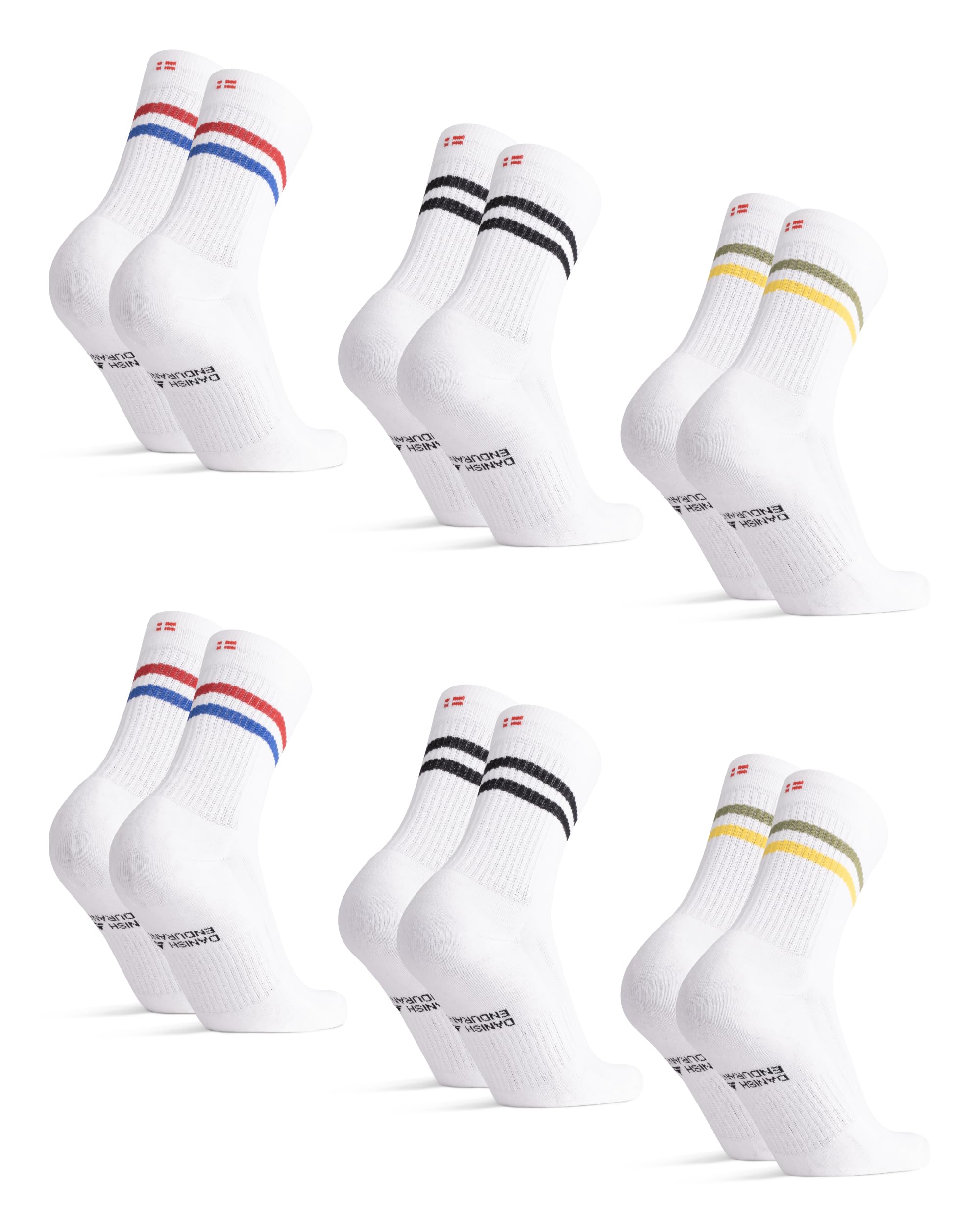 DANISH ENDURANCE Calze Tennis Unisex, Calzini Cotone Uomo e Donna, Sportivi e Traspiranti, 3 o 6 Paia