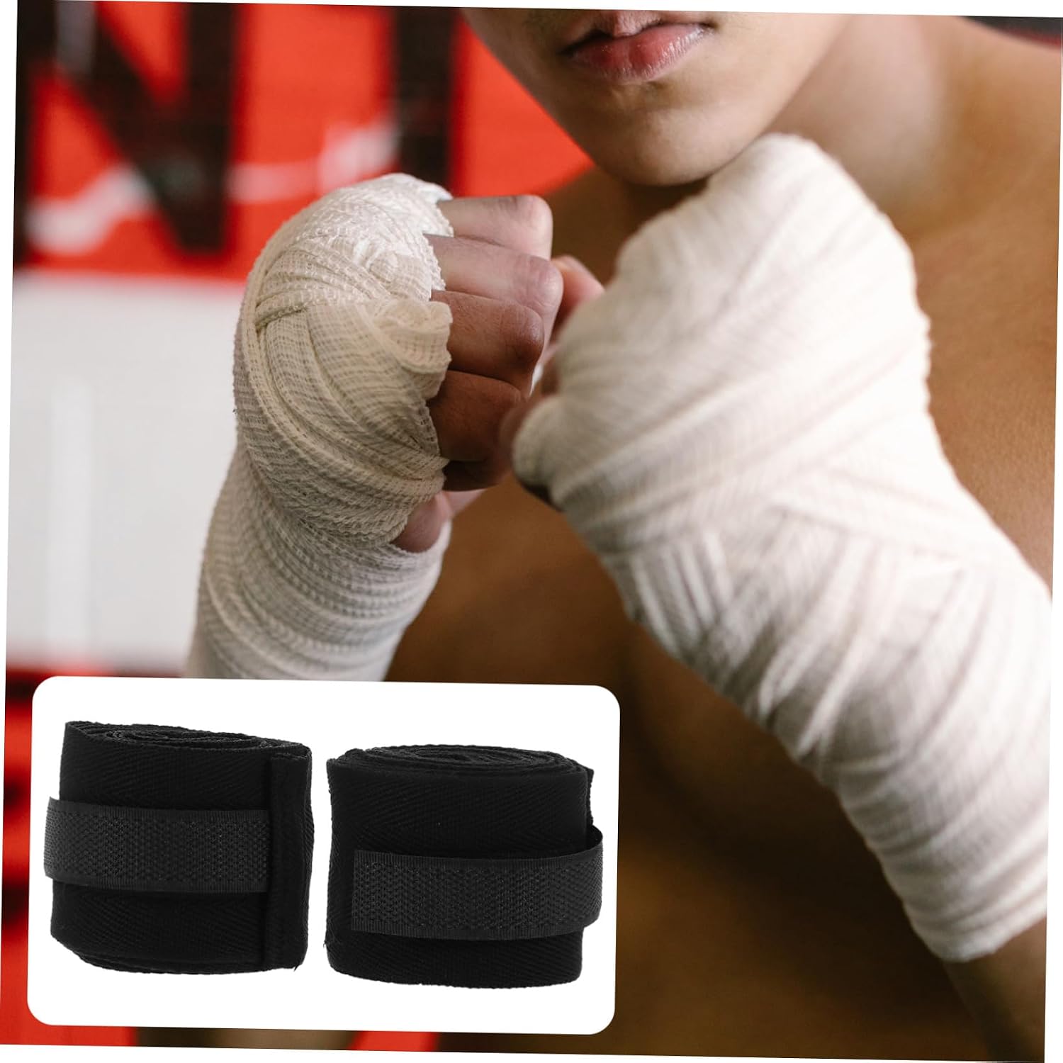 TOYANDONA Boxing Hand Wraps 2 Pairs Black 3 Meter High Elasticity Cotton Wrist Straps for Kickboxing Taekwondo Fitness Training Protective Hand Guard