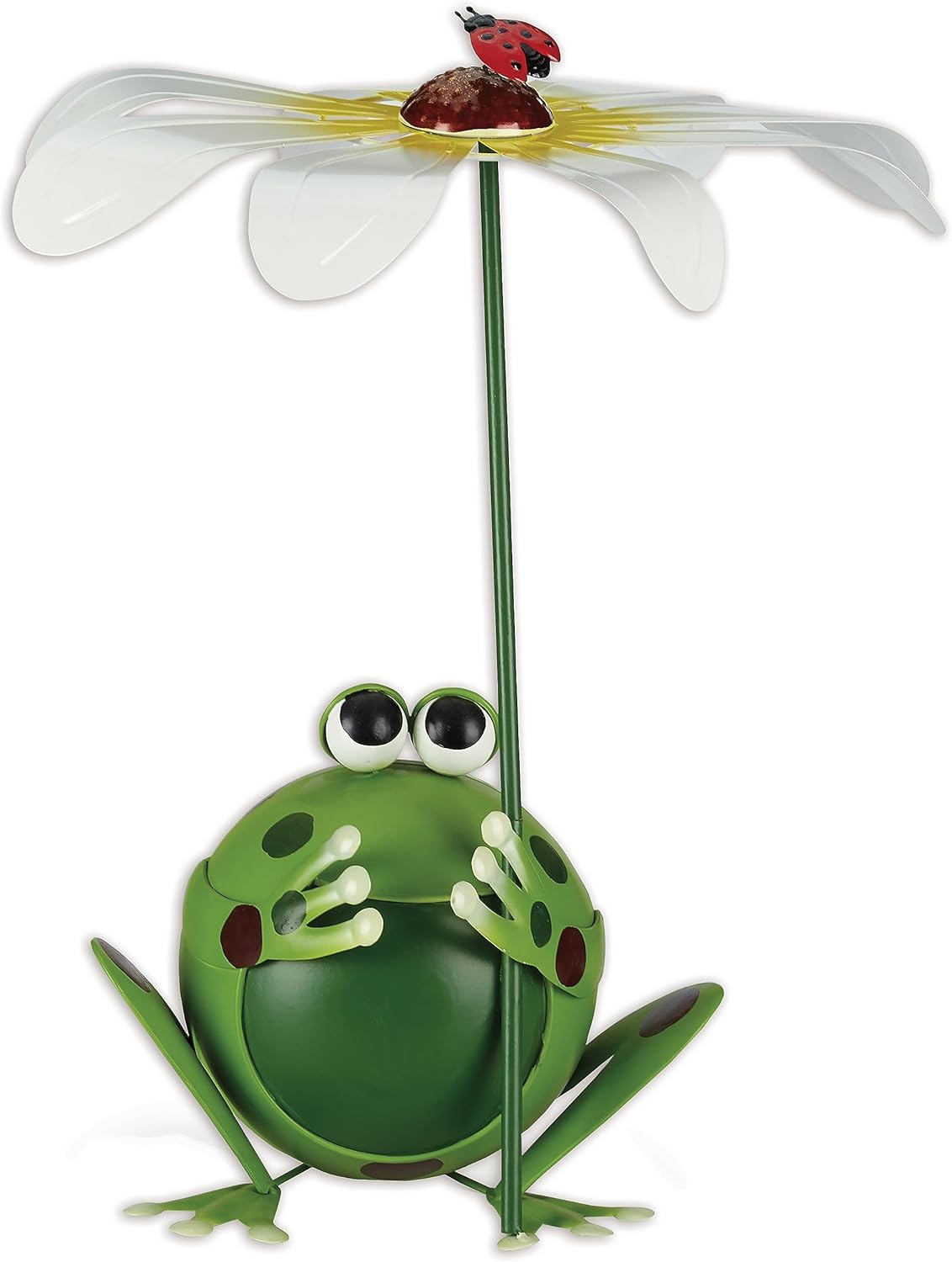 Sunset Vista Designs MF454 Outdoor Garden Sculptures Painted Metal Statue and Yard Decoration, 18.5", Frog W/Daisy