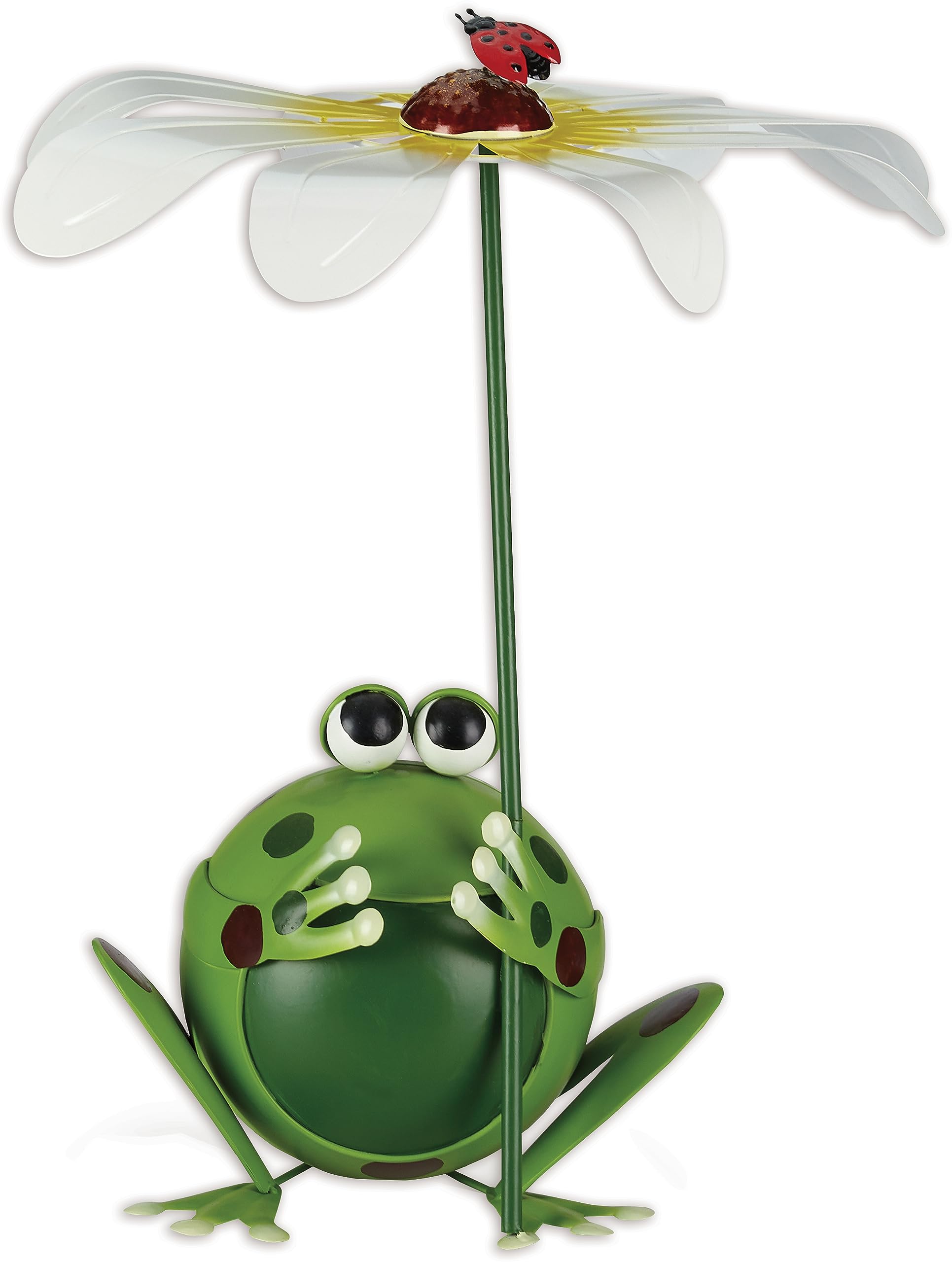 sunset vista designs mf454 outdoor garden sculptures painted metal statue and yard decoration, 18.5", frog w/daisy